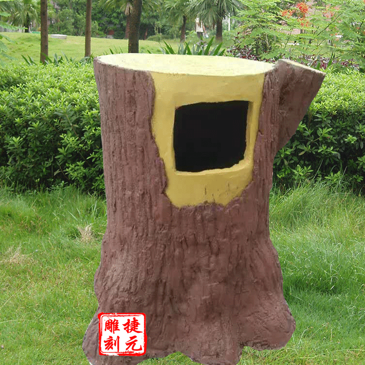 批发水泥仿木垃圾桶园林景区仿木水泥垃圾箱环卫垃圾桶
