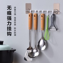 Punch-free kitchen hanging rod Wall-mounted stainless steel wall-mounted multi-function movable hook-up bathroom storage rod pylons