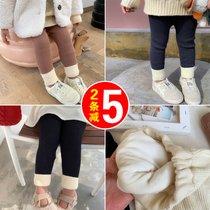 2020 winter Korean 1-6 year old girl stretch plus velvet padded color tight-fitting leggings cotton wool pants
