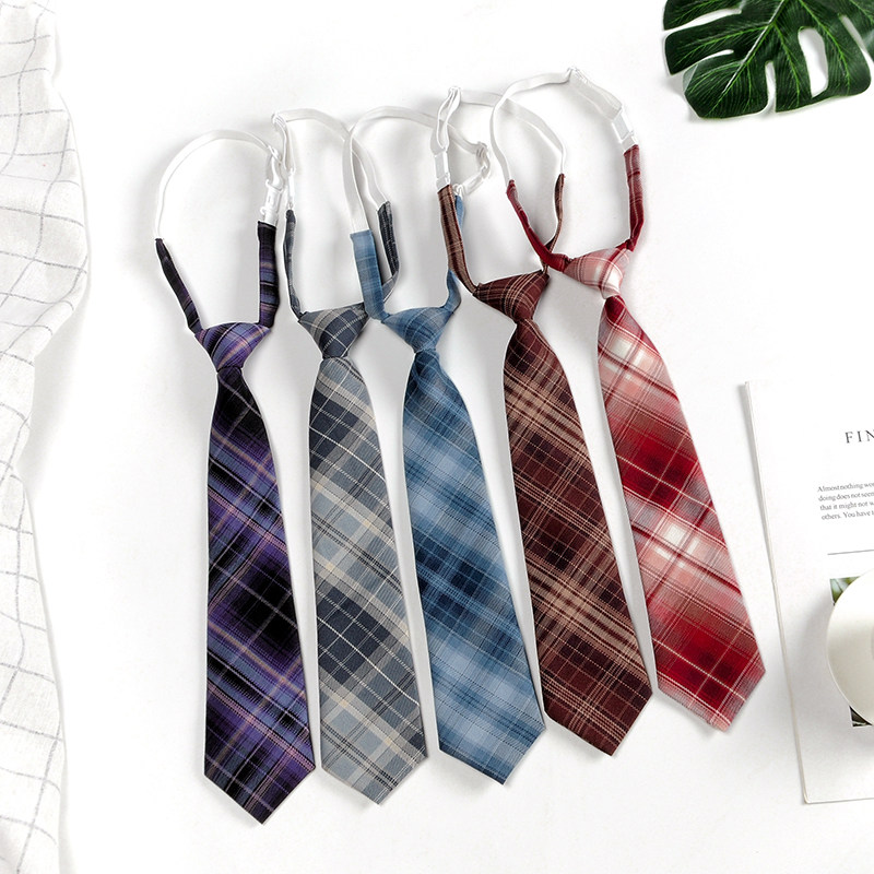 jk领带女学院风免打日系制服衬衫格子小领带男学生校服懒人情侣款