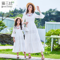 Bohemian vacation parent-child beach skirt new mother and daughter dress summer thin section girl super fairy long skirt