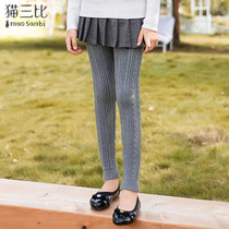Girls wool leggings outside wear 2020 Spring and Autumn new childrens clothing middle-aged childrens warm pants thin