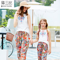 Girl Embroidery Vest T-Shirt 2022 Summer New Great Child Children Sleeveless Blouses Mother And Daughter Dress National Wind