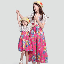 Pro-child dress Mother Beach Beach Skirt Seaside Holiday Bohemian Long Skirt Summer Dress Girl Child Crummy Dress