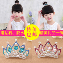 Korean childrens crystal crown hair accessories girl stage performance comb girl Crown headgear baby hair accessories hair card