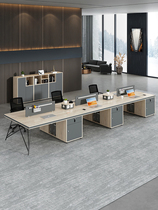 Staff Desk Brief Modern Employees 4 Bikers 6 Cassette Station Office Furniture Computer Table And Chairs Combination