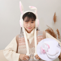 Trembling of the same net red rabbit hat Rabbit earmuter ears will move winter children cute warm and cold-proof bag ear cover