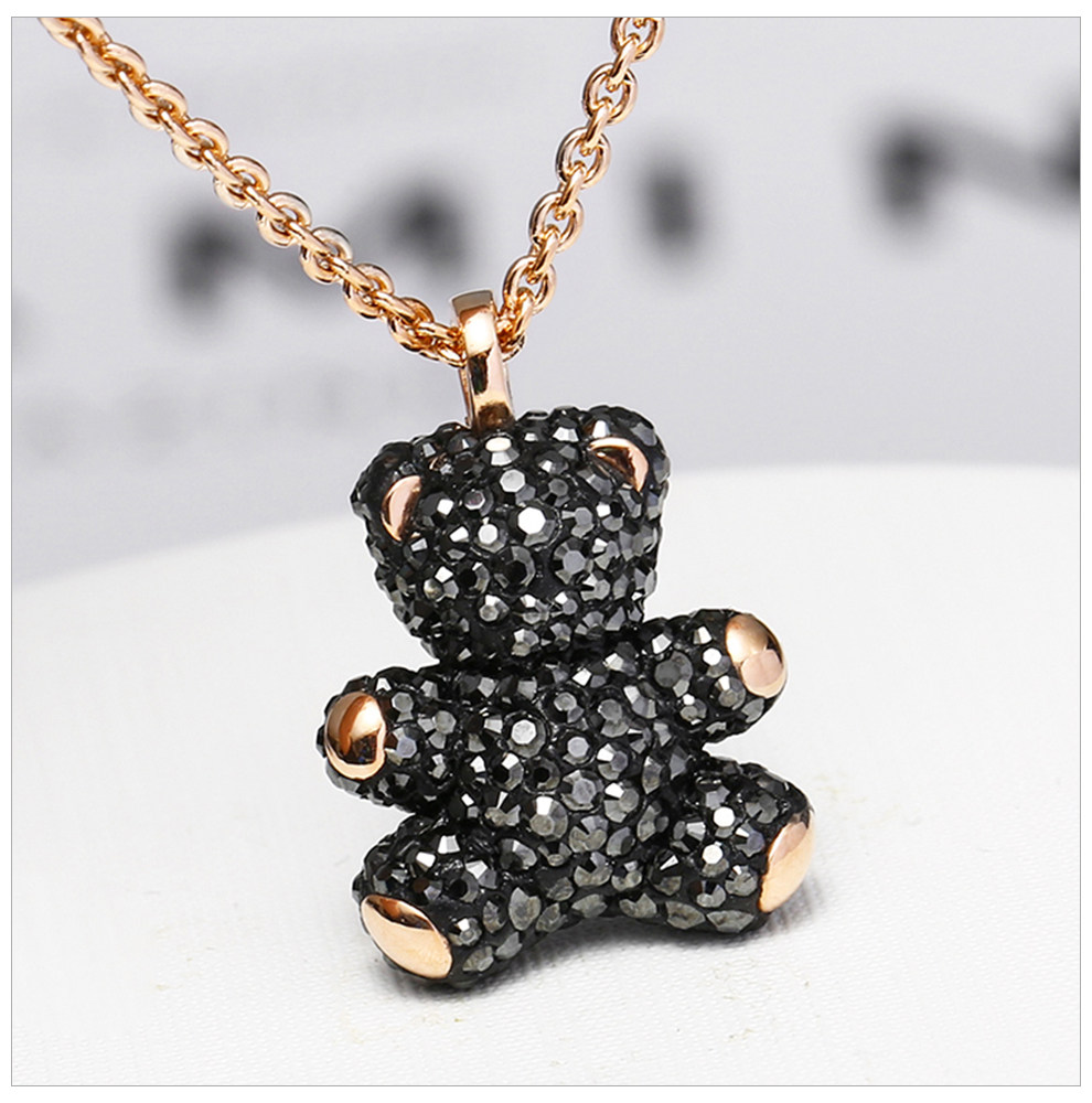 swarovski/施华洛世奇 女士teddy 3d小熊项链锁骨链黑色