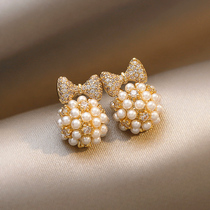 Fun butterfly knot ~ Pearl ball ball ~ ear nail temperament 100 lap fashion personality ins lukewarm wind earrings earrings