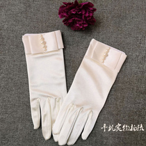 Hepburn Bride Wedding Gloves Satin Vintage Wedding Gloves Short Full Finger Korean Photo Studio Style Tour Show