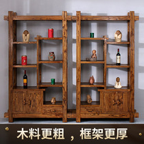 Old Elm Bo ancient shelf solid wood Chinese furniture living room antique bookcase tea storage antique Dobao Pavilion display rack