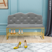 Simple Nordic iron backrest changing shoe stool multi-functional bed end stool door changing shoe stool clothing store leisure backrest chair