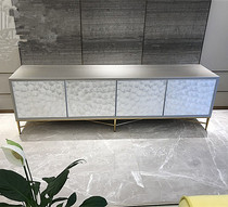 American neoclassical shell TV cabinet light luxury silver gray living room decoration cabinet post modern solid wood metal TV cabinet