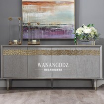 Light luxury American solid wood gray TV cabinet post-modern sideboard living room decoration cabinet Hong Kong-style metal porch cabinet