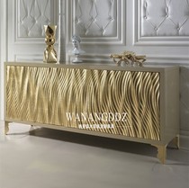 Neoclassical gold sideboard solid wood carved modern locker American light luxury TV cabinet porch cabinet