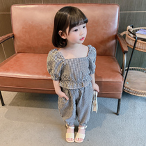 Girls net red suit summer 2022 new Korean version of the trendy baby foreign style fashionable anti-mosquito pants childrens childrens summer clothes