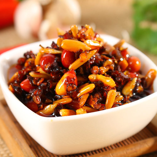 三河古镇特产 农家自制香脆五仁酱辣椒酱拌饭拌面酱中辣 500g/瓶_7折