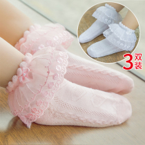 Girls' socks children's lacey side socks baby socks princess socks cotton sock net eyes Latin dance socks spring and autumn