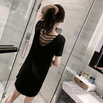 Nightdress women Summer modal cotton 2021 new short sleeve backless sexy pajamas thin spring and autumn home wear
