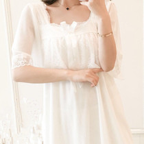 Mesh Nightdress Women Summer Short Sleeve Modal Cotton Thin 2021 New Princess Pajamas Court Ice Silk Home Clothes