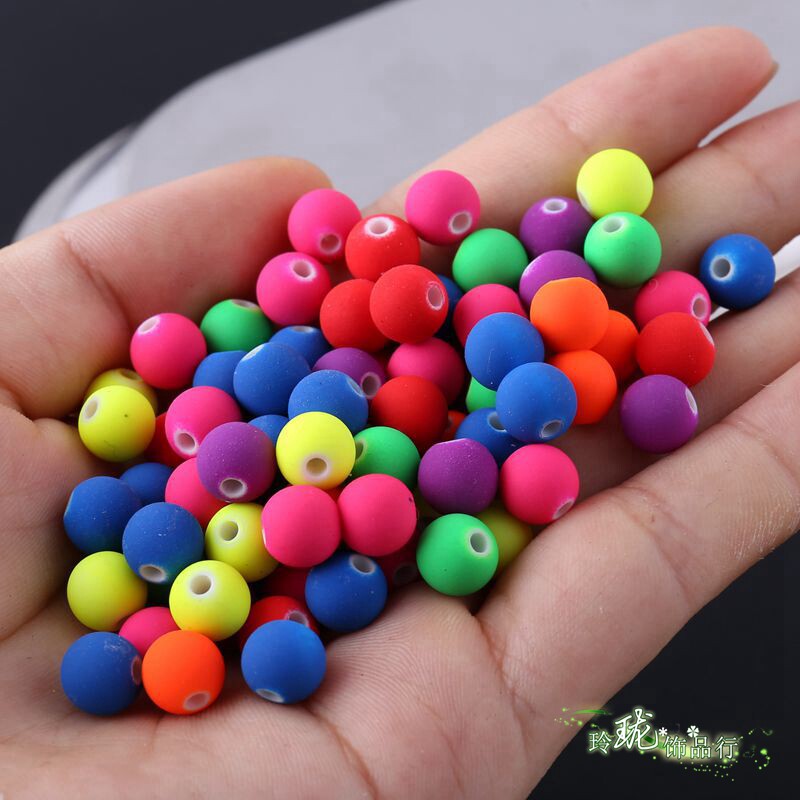 8mm亚克力实色橡皮珠手工diy饰品手链项链串珠包包编织材料散珠子