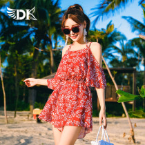 DK swimwear women 2021 new sexy three-piece set fairy fan conservative cover belly thin Korean ins hot spring outfit