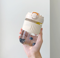 Double drinking cup cute mesh red high temperature resistant glass cup female high face value water glass student to carry a straw cup in summer