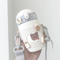 Stainless steel insulated cup ladies High face value ins minimalist water glasses Students sport portable cute cups with straws