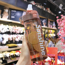 Water cup with straw Female adult large capacity creative Korean version Student sports portable plastic cup Household drop cup