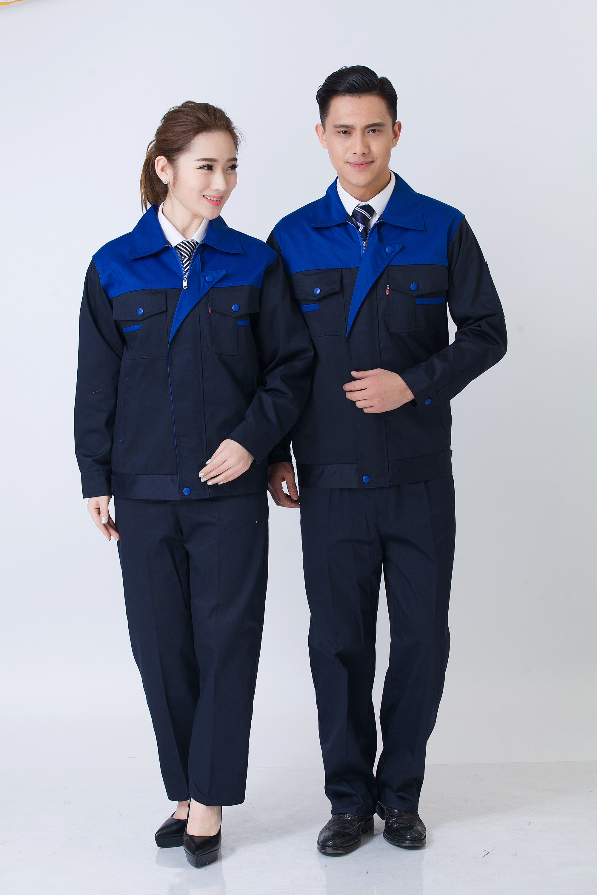 定做春春冬装反光条长袖工作服套装男上衣刺绣字汽修装修建筑劳保优惠