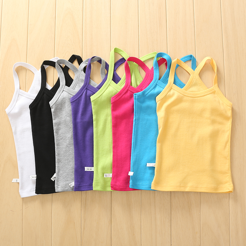 Children's pure cotton vest work character male and female child hit bottom sports vest full cotton CUHK child harnesses pure color knit underwear-Taobao