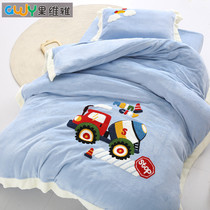 Childrens kindergarten quilt Three sets of baby nap Nap Small Quilt Bedding Quilted Quilt Core Coral Suede Quilt Cover with Core