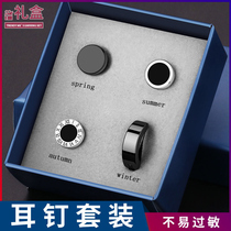 2021 new fashion stud earrings mens titanium steel earrings ear buckle single niche personality suit cool handsome creative earrings