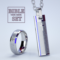 Lettering non-mainstream titanium steel necklace Mens hip hop trend ring Ring pendant set A set of rejection allergies