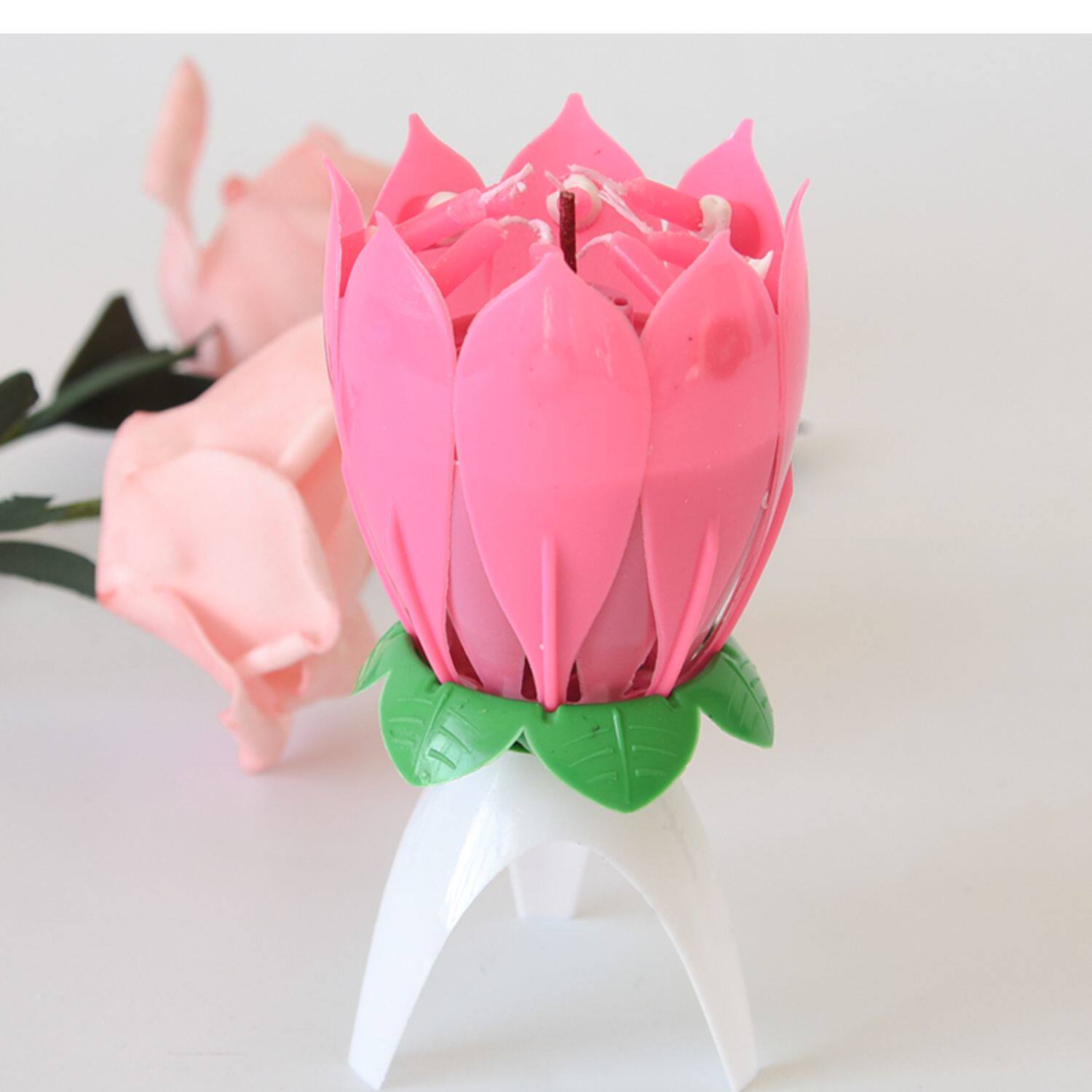 蛋糕烘焙装扮创意荷花开花音乐蜡烛莲花浪漫生日喜百花相逢一箱装