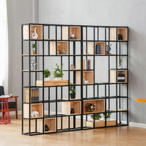 Iron shelf partition screen American loft Industrial style simple living room office porch display bookshelf cabinet