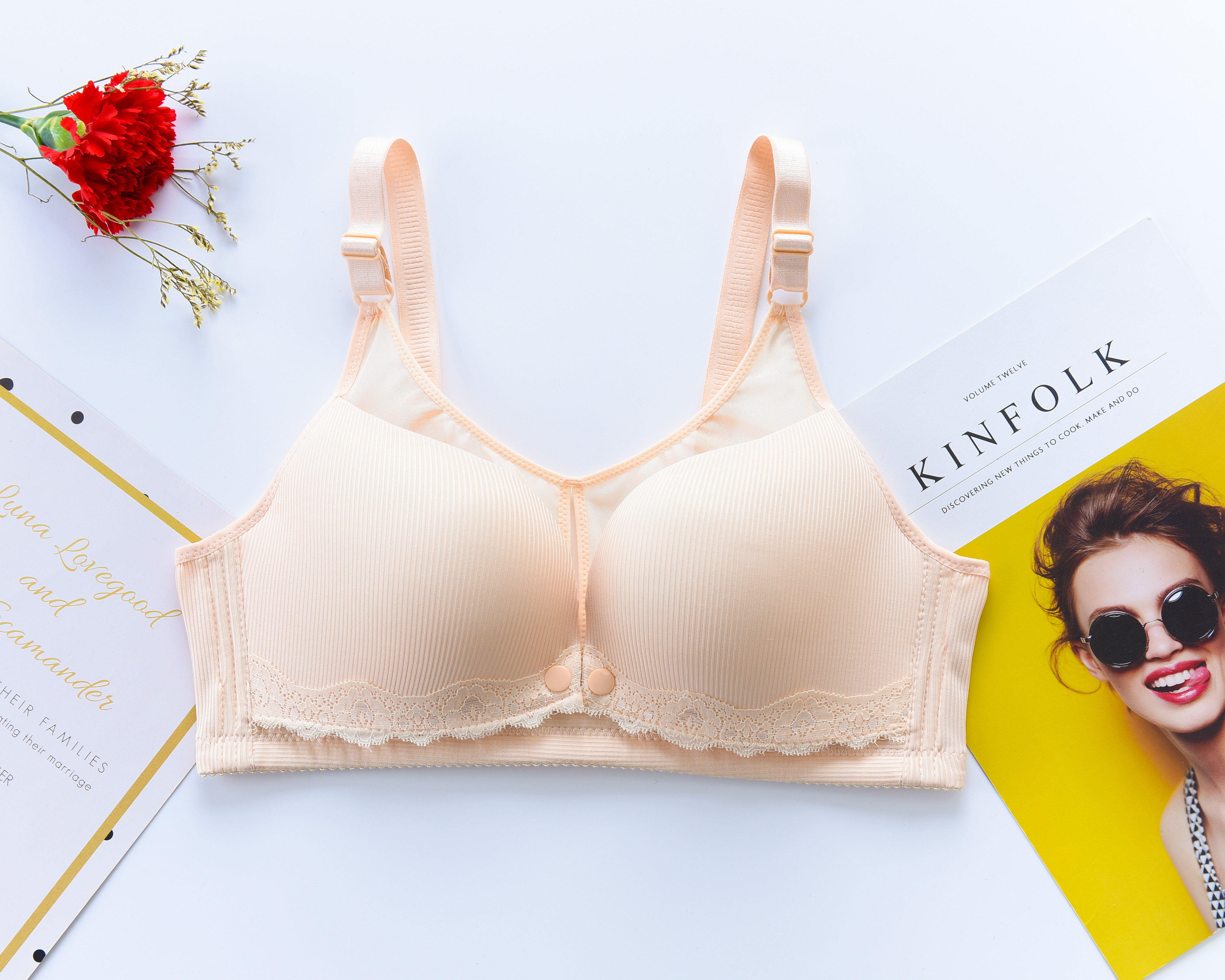 实拍哺乳孕妇内衣胸罩怀孕期无钢圈聚拢有型防下垂上托文胸舒