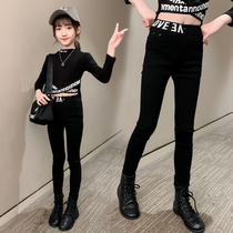 Girl girl plus suede pants foreign air spring autumn and autumn with CUHK children children autumn and winter clothing black magic beating underpants fall