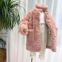 South Korean girl jacket autumn winter clothing thickened fur integrated 2021 new Korean version CUHK child cashmere child