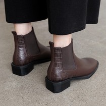 2021 autumn and winter New short boots leather Chelsea boots female Joker English style Martin boots and nude boots ankle boots