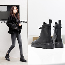 Martin boots female tide ins2021 year new all-match British wind boots autumn Net red thick heel show foot small short boots