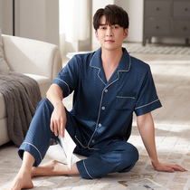 Ice Silk Short Sleeve Shorts 2022 New Real Silk Sleepwear Mens Summer Thin Mondale Teen Home Dress