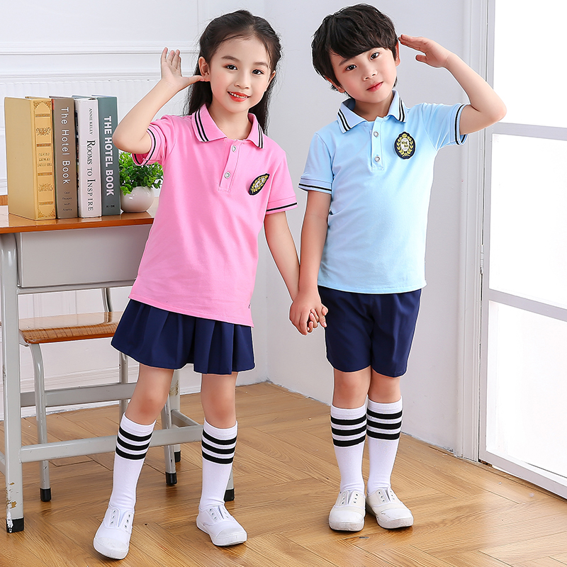 New Kindergarten Uniform Summer Suit Summer Suit Primary and Secondary School Uniform Cotton Class Uniform Children's Sportswear Customization