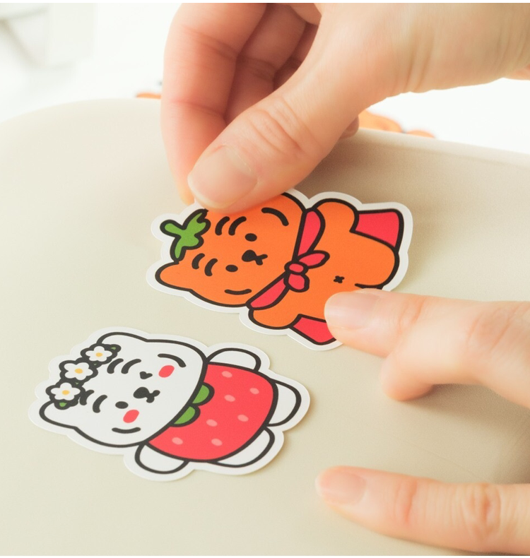 韩国muziktiger水果老虎无痕贴纸手账卡册电脑手机行李箱装饰贴画