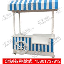 Customized outdoor sales car anticorrosive wood car attractions shopping mall sales cart promotion table snack car shelves