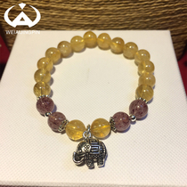 Natural Yellow Crystal Bracelet Womens Strawberry Crystal Yellow Crystal Single Ring Hand Strings 925 Silver Small Elephant Good Luck Wang Career New