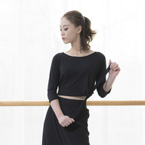Dance Rehearswear Female Adult Dance Outfit Ballet practice suit round collar Latin dance blouses 70% sleeves