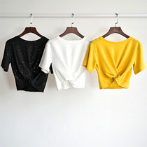 Modern Dance Wear Kung Fu Women Sexy Slim Navel Short Sleeve Jazz Clothing Latin Ballet Dance Kung Fu Performance Costume