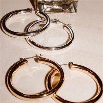 American niche Luv AJ Yang Mi Zhou Yutong same gold-plated silver thick circle Ins circle earrings