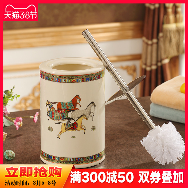 European creative ceramic toilet brush toilet brush brush cleaning brush bath suit bathroom products can change the brush head